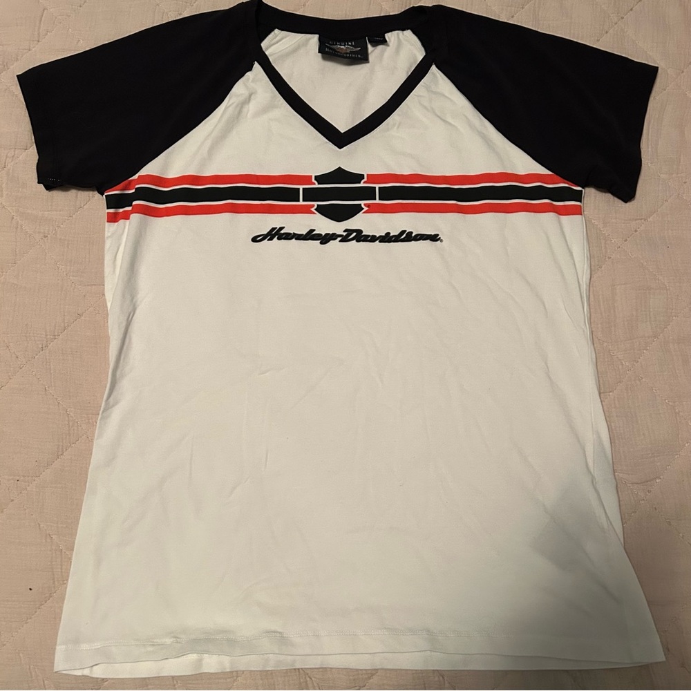 Harley-Davidson Black and White Baseball Tee